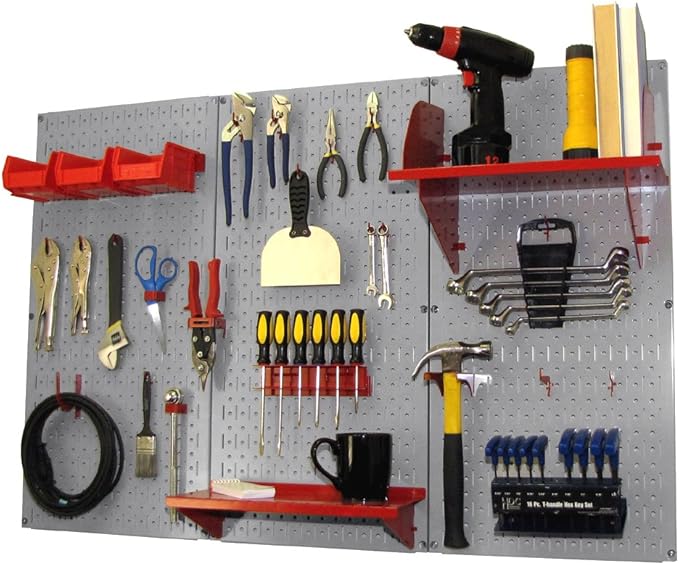 Wall Control Pegboard Organizer 4 ft. Metal Pegboard Standard Tool Storage Kit by Wall+Control