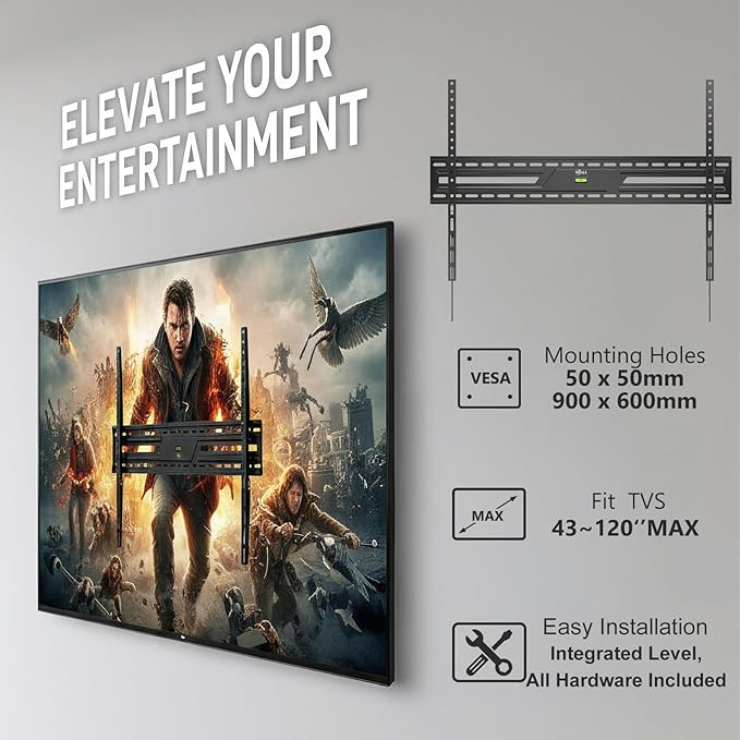 WALI Heavy Duty TV Wall Mount for 43-120 Inch Flat Curved TVs up to 165 lbs - Image 2