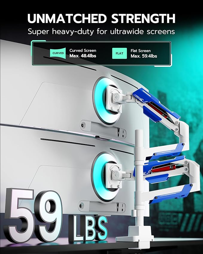 ARES WING Dual Monitor Mount, Adjustable Stacked Monitor Stand - Image 2
