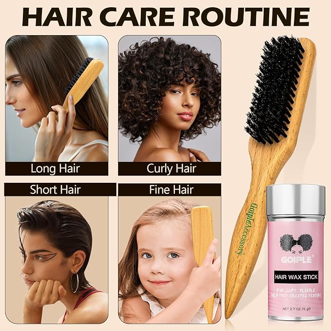 Slick Back Hair Brush & Wax Stick Set - Image 8
