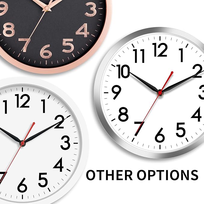 AKCISOT Wall ClockModern Black Silent Non Ticking Wall Clocks Battery Operated - Image 3