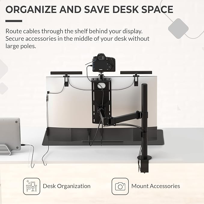 HumanCentric DSLR Monitor Mount Small, Desk Camera Mounting, Light Webcam - Image 6