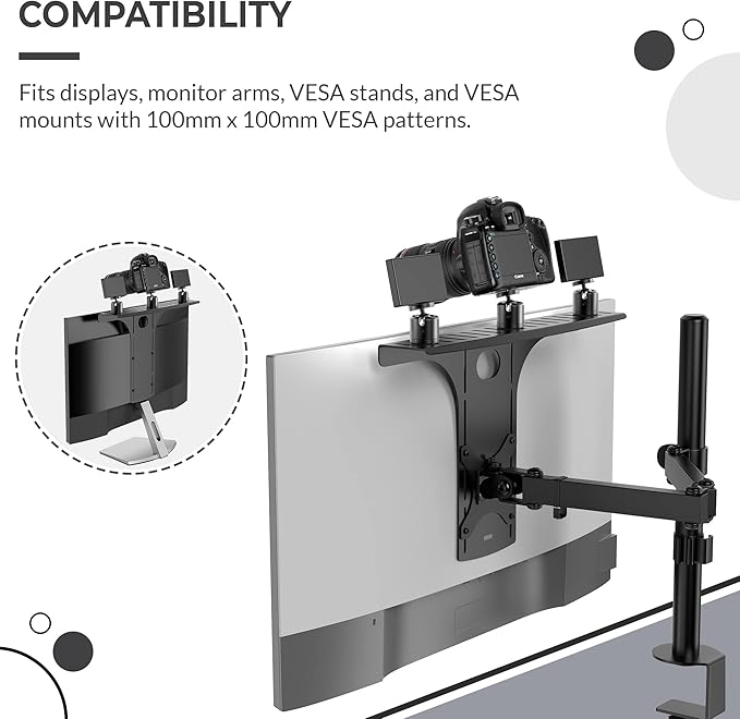 HumanCentric DSLR Monitor Mount Large, Desk Camera Mounting, Light Webcam - Image 6