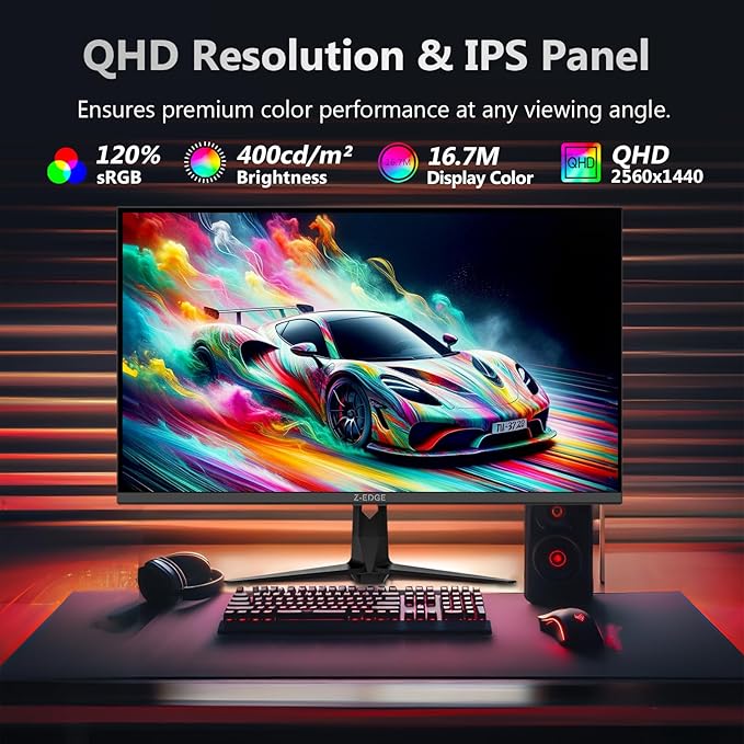 Z-Edge 27 Inch 240Hz Gaming Monitor, 2K QHD 1440P, Fast IPS Computer Monitor - Image 4