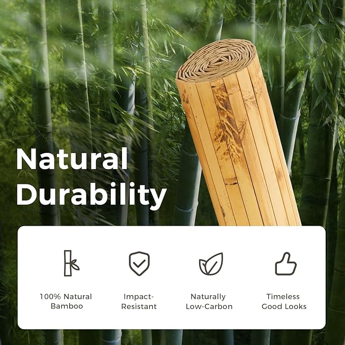 OUZUGIE 2 Pack 96x48 Inch Natural Bamboo Wall Panel – Yellow Burned Pole Wrap - Image 7