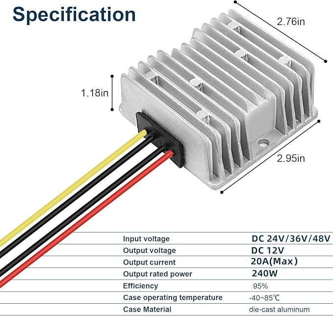 20A 240W DC 24V 36V 48V Step Down to 12V Converter Buck Regulator Reducer Golf - Image 2