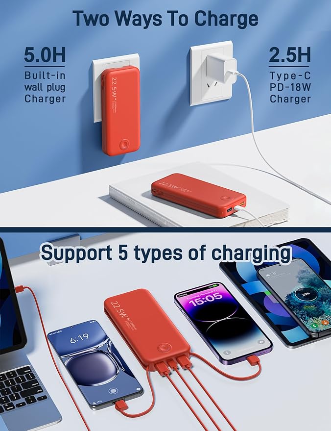 Nusyddy Portable Charger, 12000mAh 22.5W Fast Charging Power Bank - Image 5