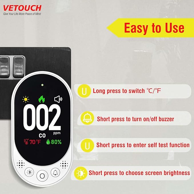 VETOUCH Plug-in Carbon Monoxide Detector - Image 4