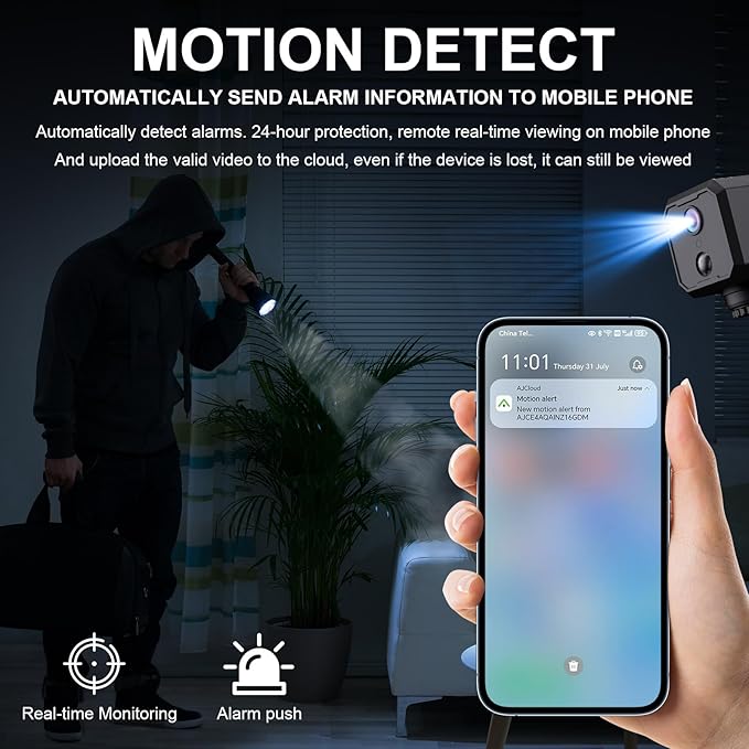 2K WiFi Indoor Camera with 64GB SD Card, Battery Powered Security Cam, 180-Day - Image 7