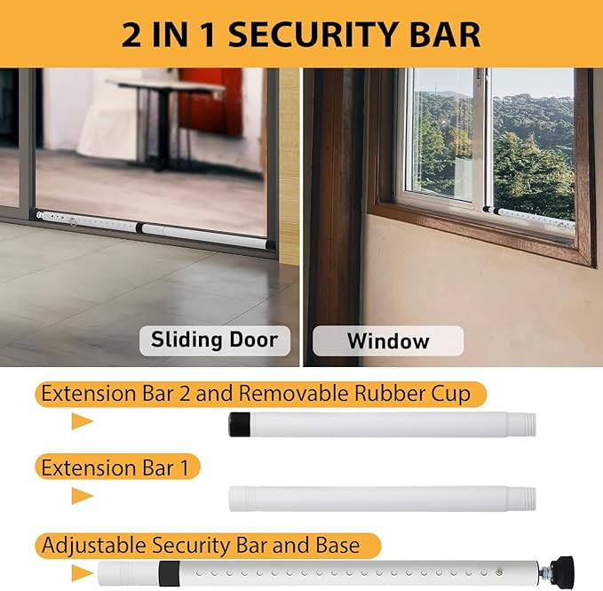 PBHEPJ Sliding Door Security Bar, 18.5-51 inch Adjustable Patio Door Security - Image 2