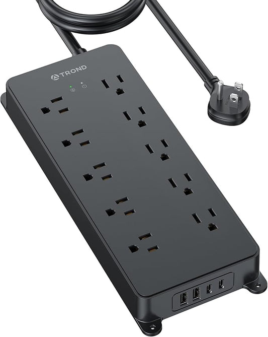 TROND Surge Protector Power Strip 10ft, ETL Listed, 10 Widely Spaced Outlets by TRONDOfficial