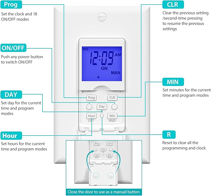 BN-LINK 7 Day Programmable in-Wall Timer Switch - Image 8
