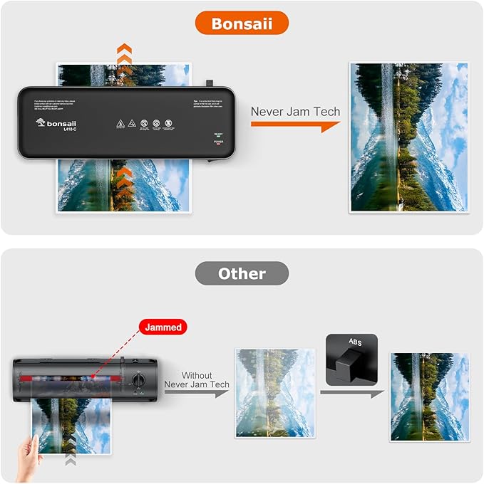 Bonsaii Laminator, 9 Inch 4 in-1 Thermal Laminator Machine Never Jam Technology - Image 2