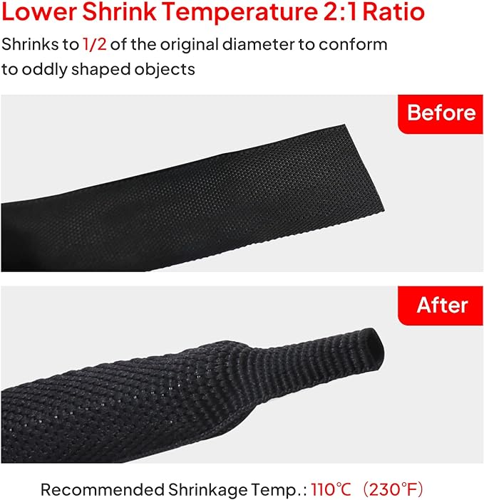 Sonoreboom 2 in 1 Heat Shrink Braided Sleeving Fabric Tubing-Ideal fit - Image 3