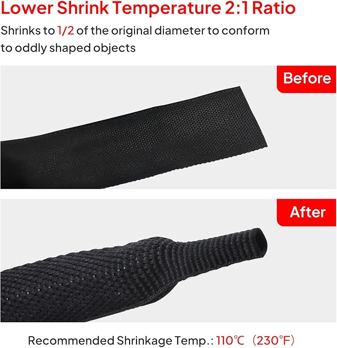 Sonoreboom 2 in 1 Heat Shrink Braided Sleeving Fabric Tubing-Ideal fit - Image 3