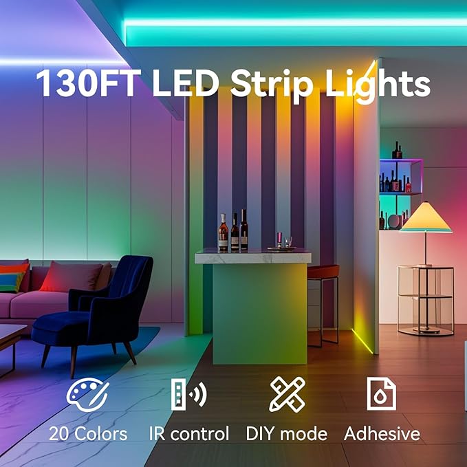 CHARKEE LED Strip Lights 130ft Ultra Long RGB Color Changing LED Light Strips - Image 2