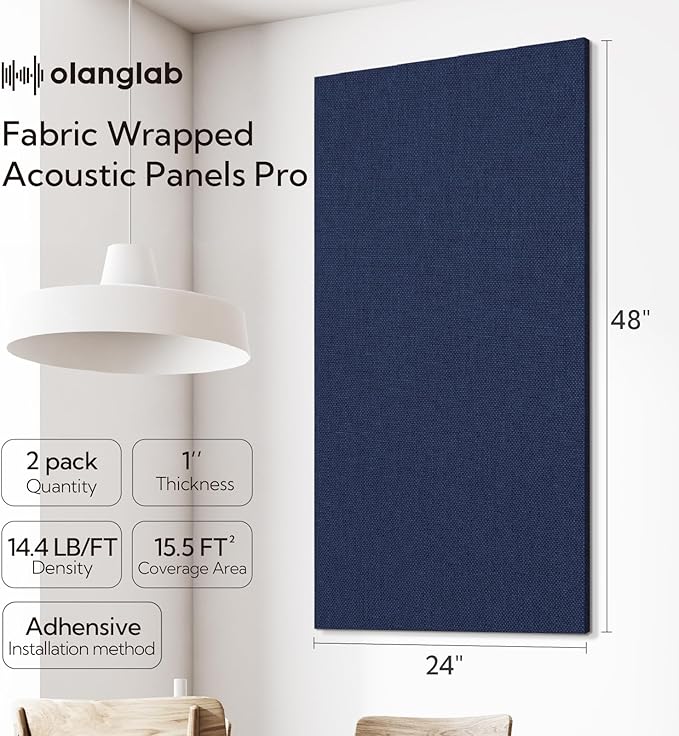 Olanglab Acoustic Panels 2 Pack, Fabric Wrapped Sound Proof Foam Panels - Image 2