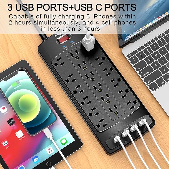 18 Outlets Surge Protector Power Strip - Image 3