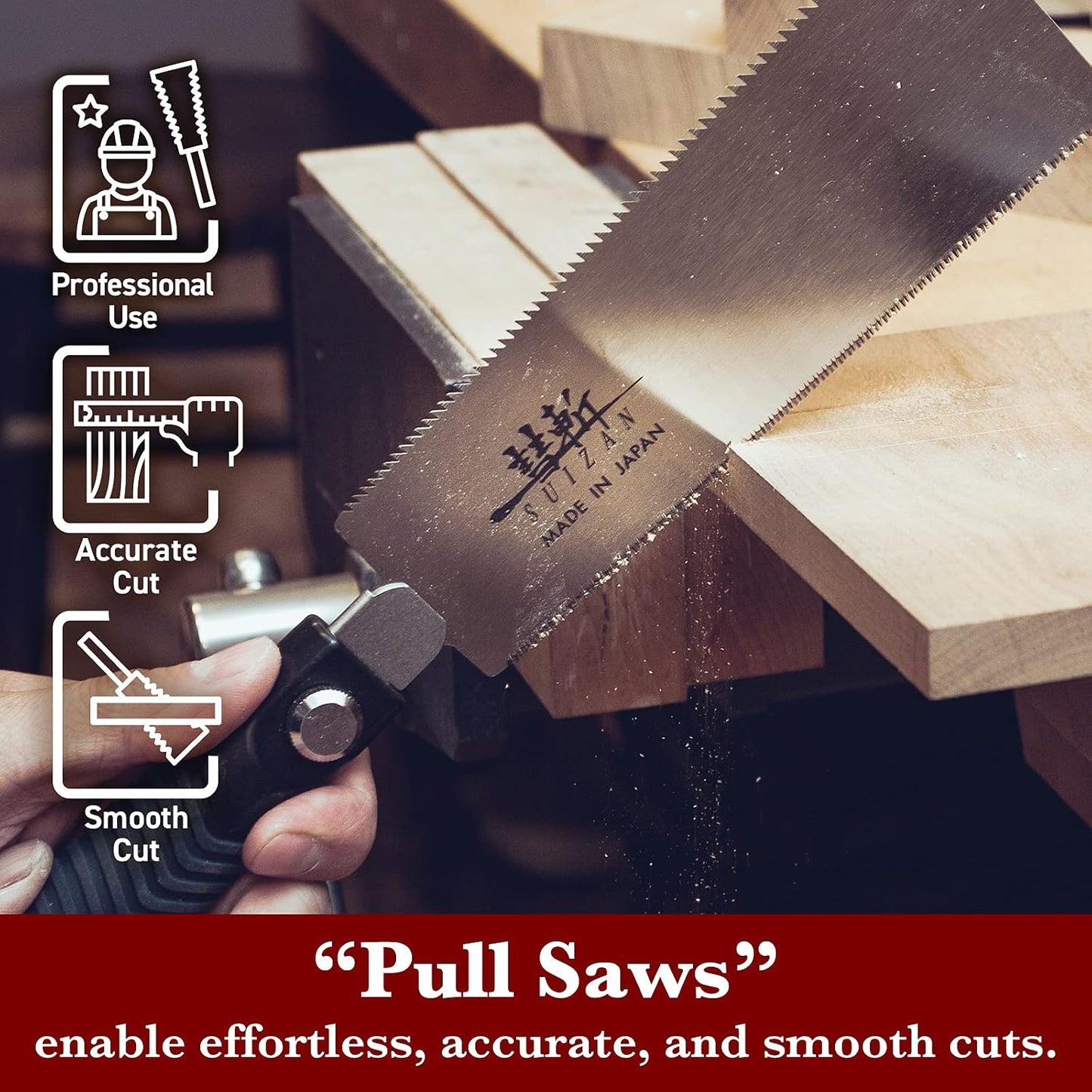 SUIZAN Ryoba Double Edge Saw 7" - Japanese Pullsaw Hand Saws Wood Cutting | Professional Pull Saw for Woodworking Furniture Making Carpentry Joinery DIY Tools Sharp Replaceable Blade Rip Crosscut