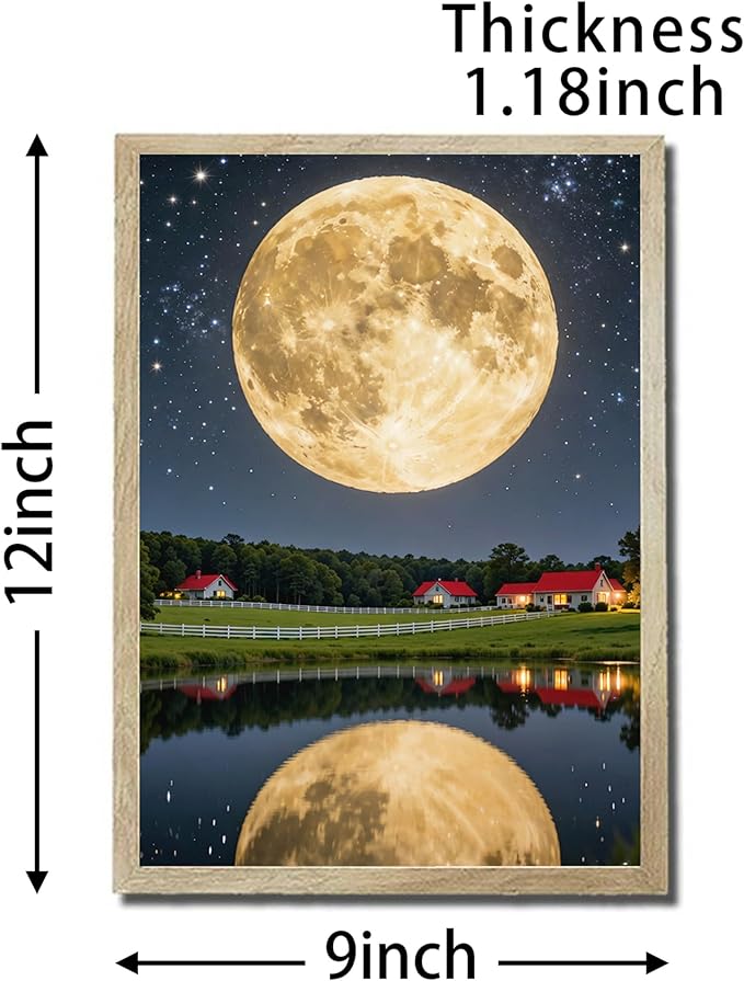URVIP LED Glowing Photo Frame, 3D Starry-Sky Blue Moon Wall Art, 9x12 Inches - Image 2