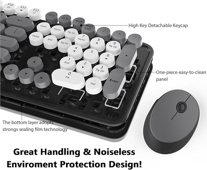 Wireless Keyboard and Mouse, KOOTOP Cute Keyboard and Mouse, 2.4G Wireless - Image 9