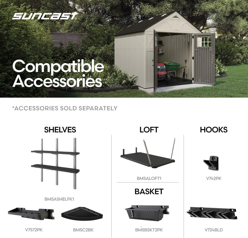 suncast 8x10 ft. outdoor storage shed - large, package contents
