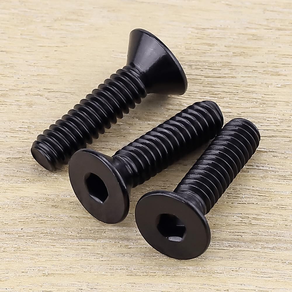 #10-32 x 3/4" Flat Head Socket Head Cap Screws Black, Allen Hex Drive, 304 Stainless Steel 18-8, Black Coated Finish, Corrosion Resistant, Full Thread, Coarse Thread, 50 PCS