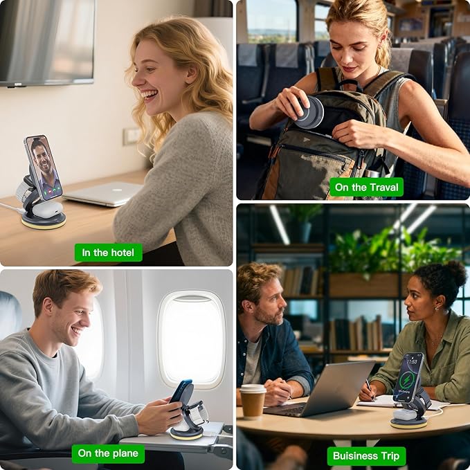 ZealSound 3-in-1 Foldable Magnetic Wireless Charger Stand – 15W Fast Charge - Image 7