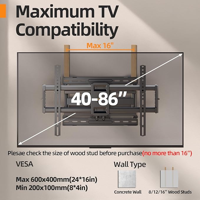 IWORKBOARD 75 85 inch Full Motion TV Wall Mount - Image 3
