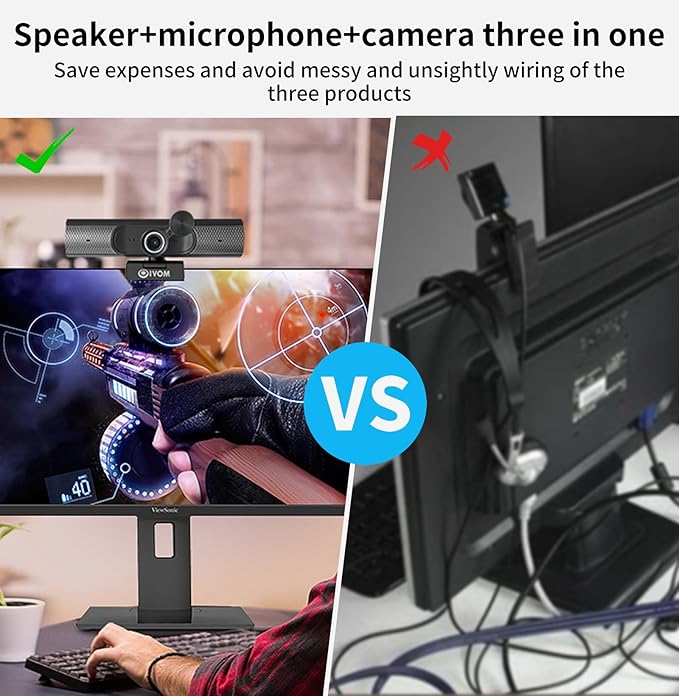 Oivom Webcam with Microphone and Speaker, 1080P Web Camera - Image 4