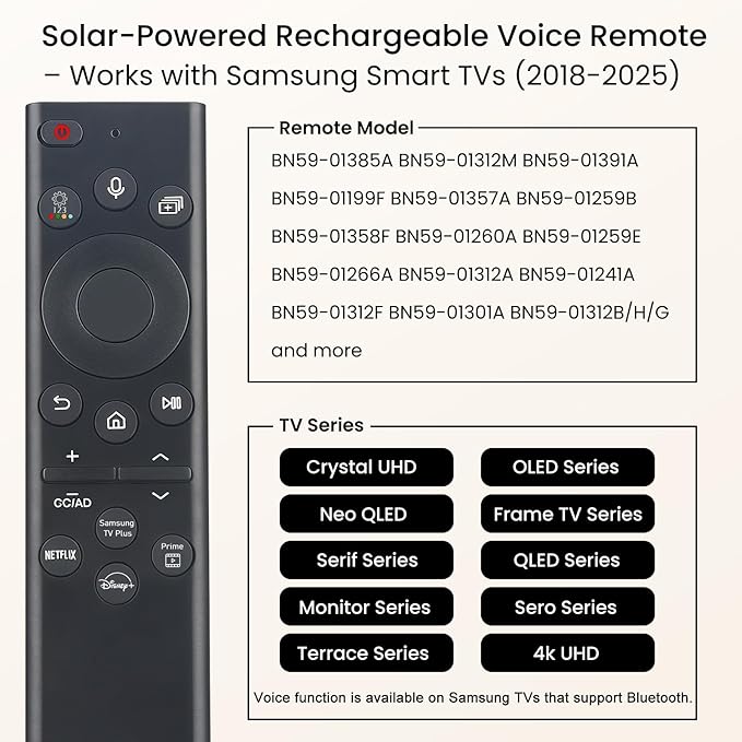 Replacement for Samsung TV Remote Solar Charger, Rechargeable Battery Solarcell - Image 4