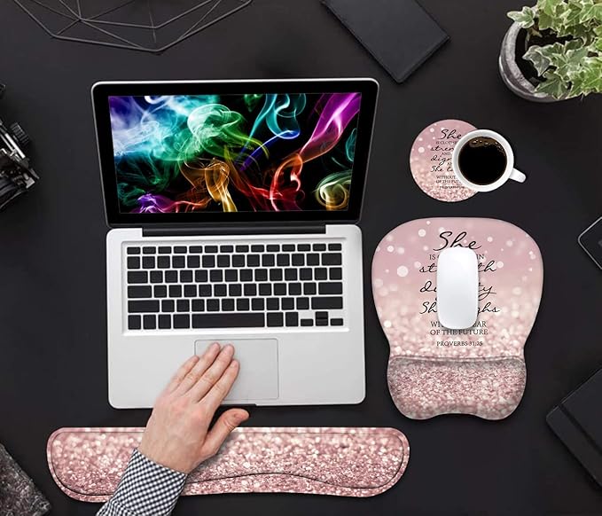 ERWYTYIOI Ergonomic Mouse Pad Wrist Support and Keyboard Wrist Rest Set - Image 4