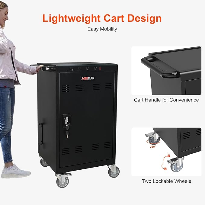 Aokleo Laptop Charging Cart, 35 Devices Tablet Storage Carts - Image 7