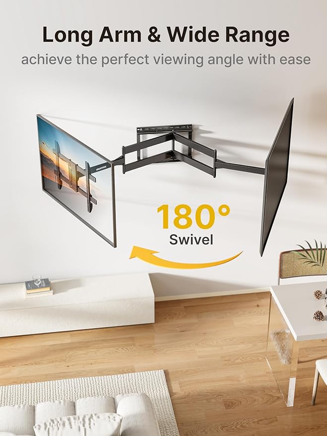 monTEK Long Arm TV Wall Mount for Most 43-80 Inch TVs, 42 Inch Long Extension - Image 4