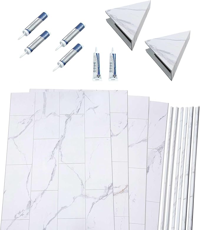 Palisade 78in x 60in x 30in Waterproof Vinyl Shower Surround Kit - Image 2