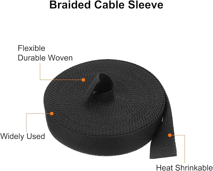 MECCANIXITY Braided Cable Sleeves Heat Shrinkable Fabric Sleeving, 5/8" 33ft - Image 4