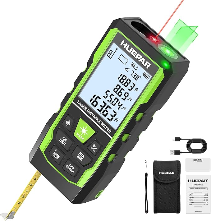 Laser Measure Device 3-in-1, Huepar 330ft Laser Measurement Tool & 33ft Cross by Huepar