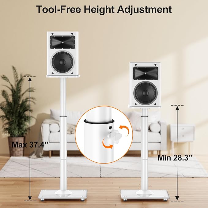ELIVED Universal Speaker Stands Height Adjustable 28"-37.4", Bookshelf Speaker - Image 2