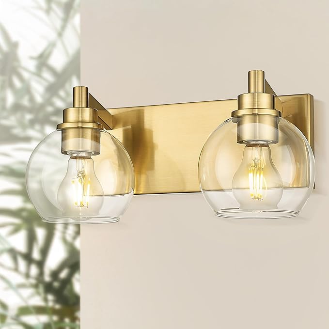 METWET Bathroom Light Fixtures, 2 Light Brushed Gold Vanity Light, Modern Wall - Image 7