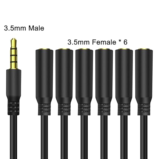 MEIRIYFA 3.5mm Splitter Cable 1 to 6 Ways, 1/8 inch 4-Pole/3-Rings TRRS 1 Male - Image 7