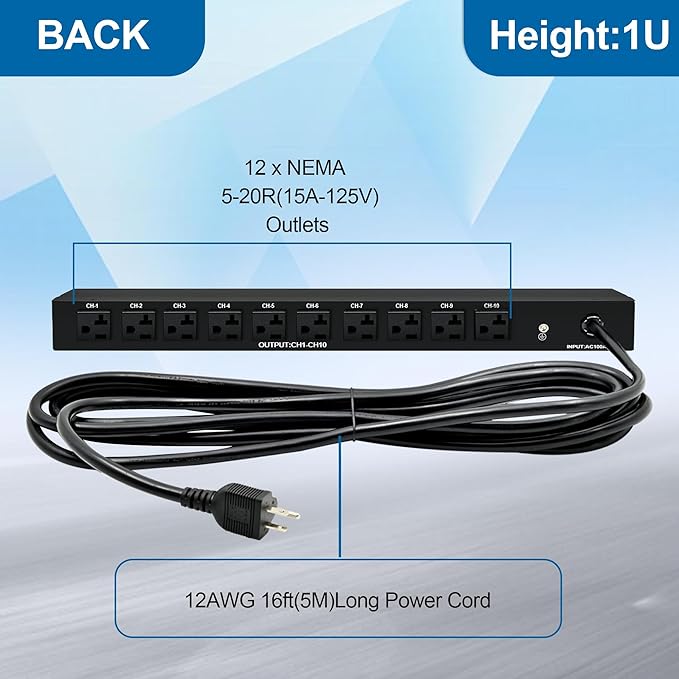 ThePoEstore 1U PDU Network Servers Surge Protector Power Distribution Unit - Image 3