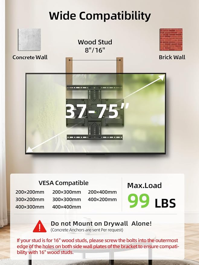 USX MOUNT Ultra Slim TV Wall Mount 37-75 Inch TVs Mount - Image 2