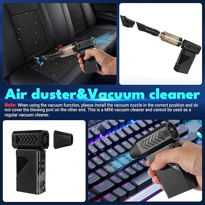 Newdehanm Violent Turbo Fan，Mini Electric Compressed Air Duster & Vacuum Cleaner - Image 3