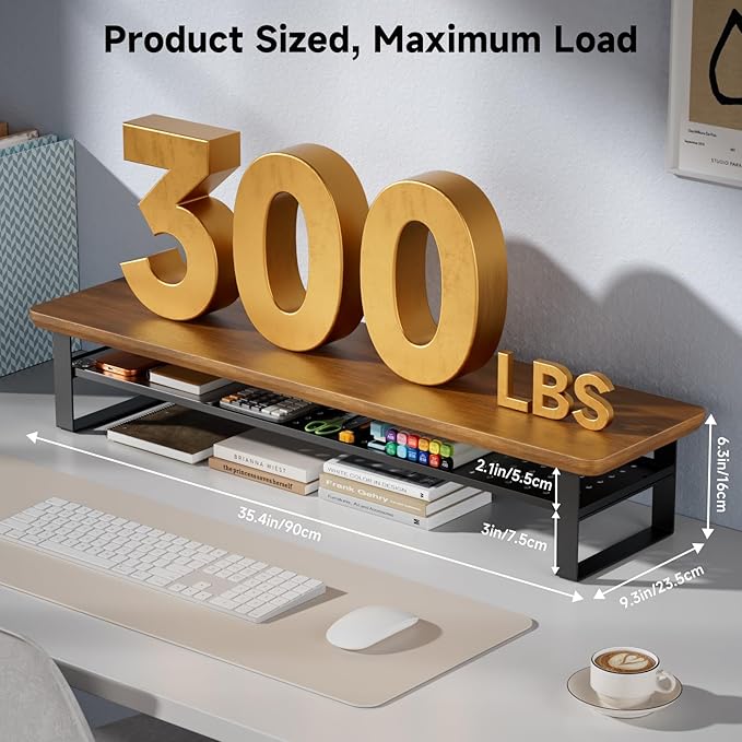 NestNeat Dual Monitor Stand, 35.4 Inch Monitor Stand Riser - Image 2