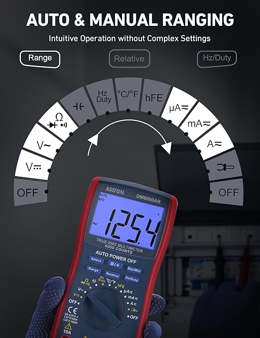 AstroAI Digital Multimeter and Analyzer TRMS 6000 Counts Volt Meter Ohmmeter - Image 4