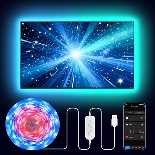 16.4ft RGB+IC LED Lights for 50-75 Inch TV, Backlight Strip Behind TV by Paklighting