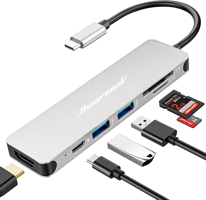 Hiearcool USB C Hub Multi-Port Adapter, 7-in-1 USB-C Dongle by Hiearcool