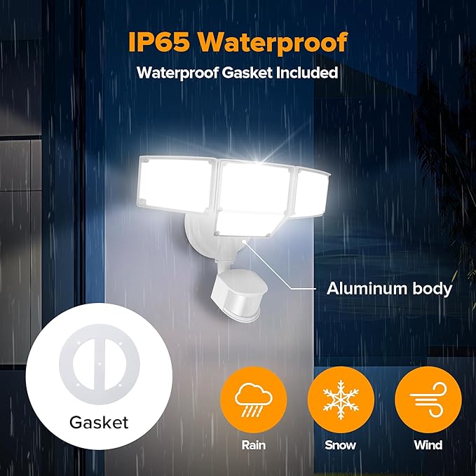 LUTEC 80W 9000LM LED Security Lights Motion Sensor Outdoor Lights, 4 Head LED - Image 6