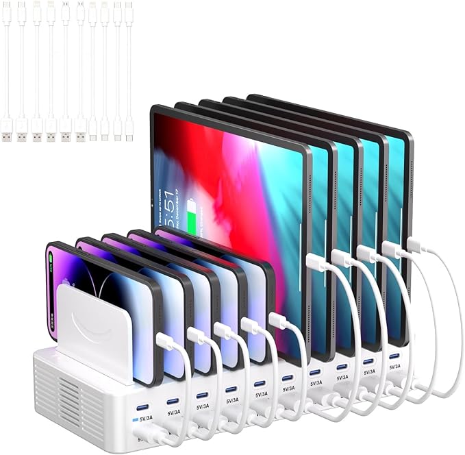 270W Charging Station for Multiple Devices, 20-Port USB Fast Charging Station by HomePage