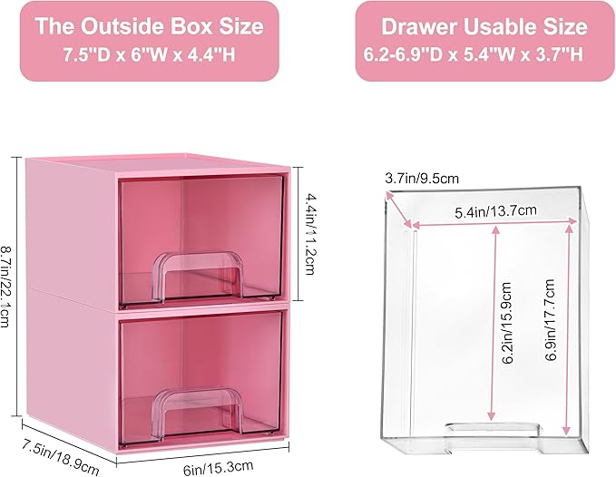 Vtopmart 4Pack Small Stackable Storage Drawers, Bathroom Makeup Organizer - Image 2